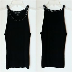 August Silk Black Tank Top